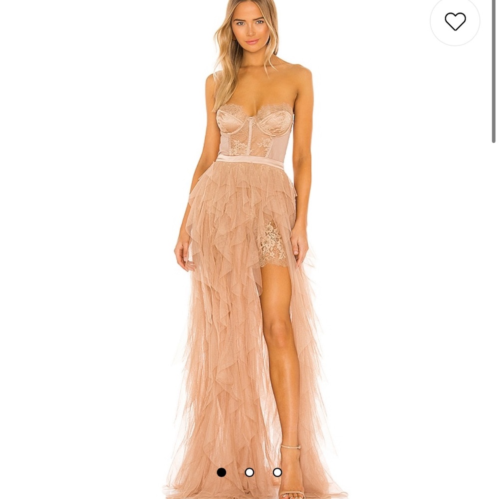 For Love and Lemons X REVOLVE Bustier Gown in Warm Taupe